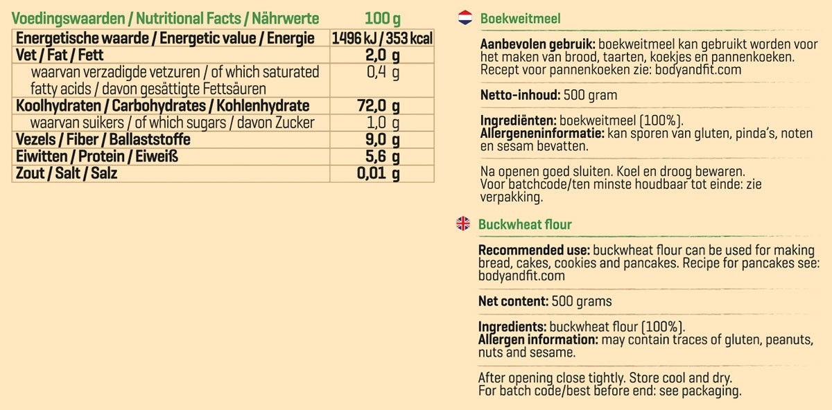 BODY & FIT BUCKWHEAT FLOUR 500 g 