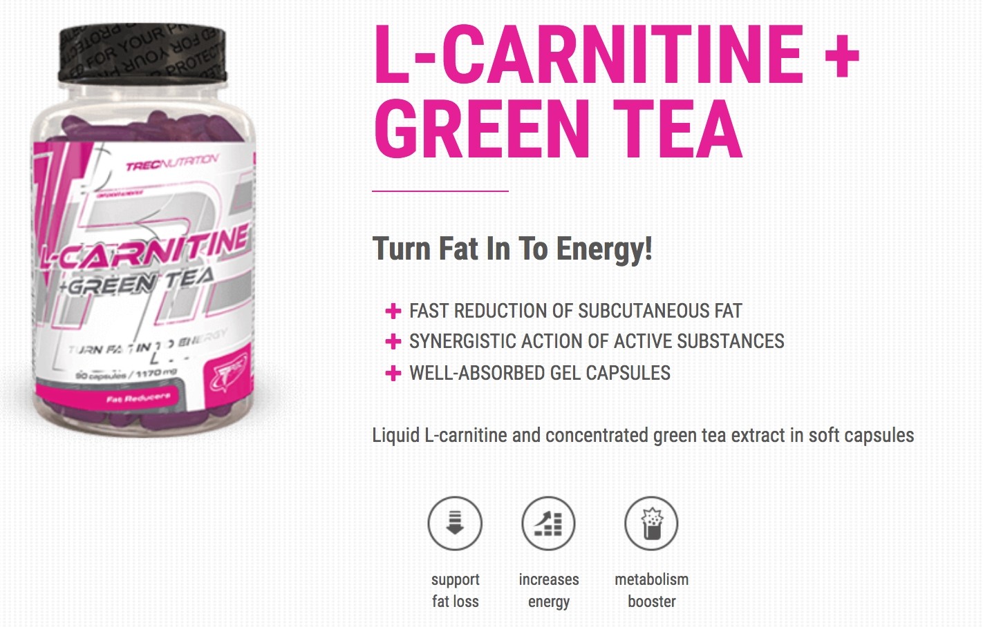 TREC NUTRITION L-CARNITINE + GREEN TEA 180 stk 