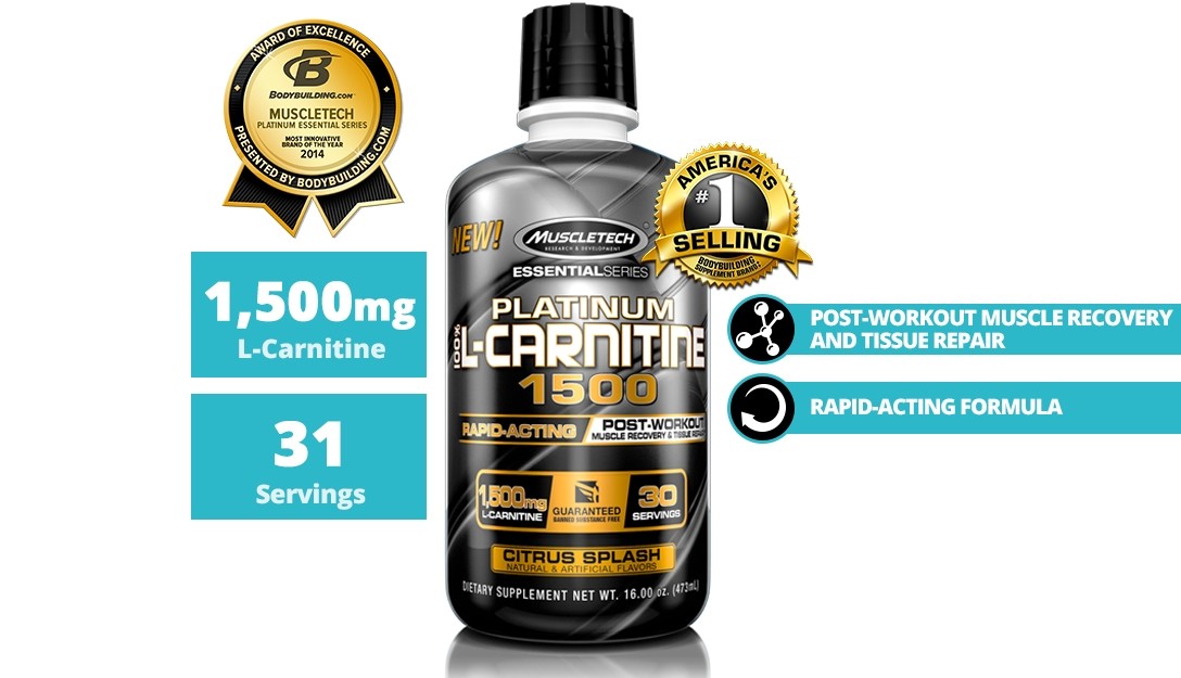 MUSCLETECH ESSENTIAL SERIES PLATINUM 100% L-CARNITINE 1500 473 ml 