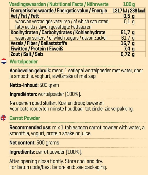 BODY & FIT PURE CARROT POWDER 500 g 