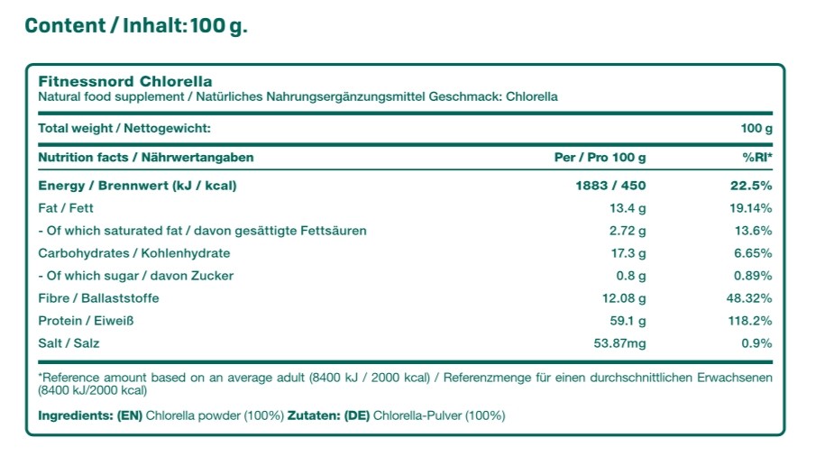 FITNESSNORD NATURALS CHLORELLA POWDER 100 g 
