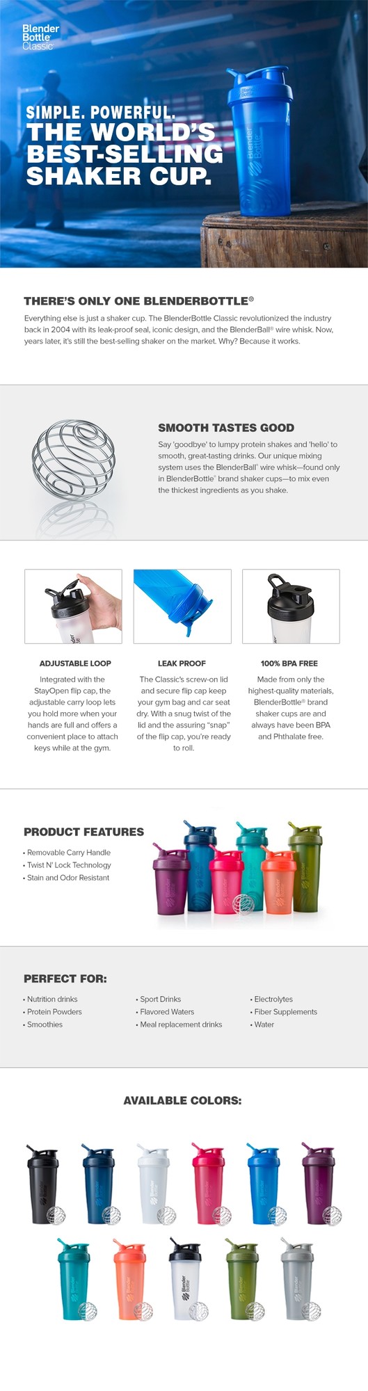 BLENDER BOTTLE CLASSIC COLOUR 829 ml