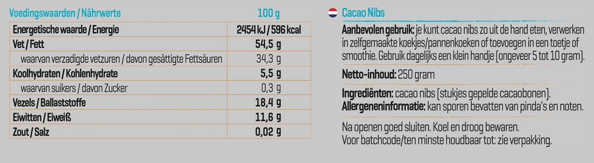 BODY & FIT PURE COCOA NIBS 500 g 