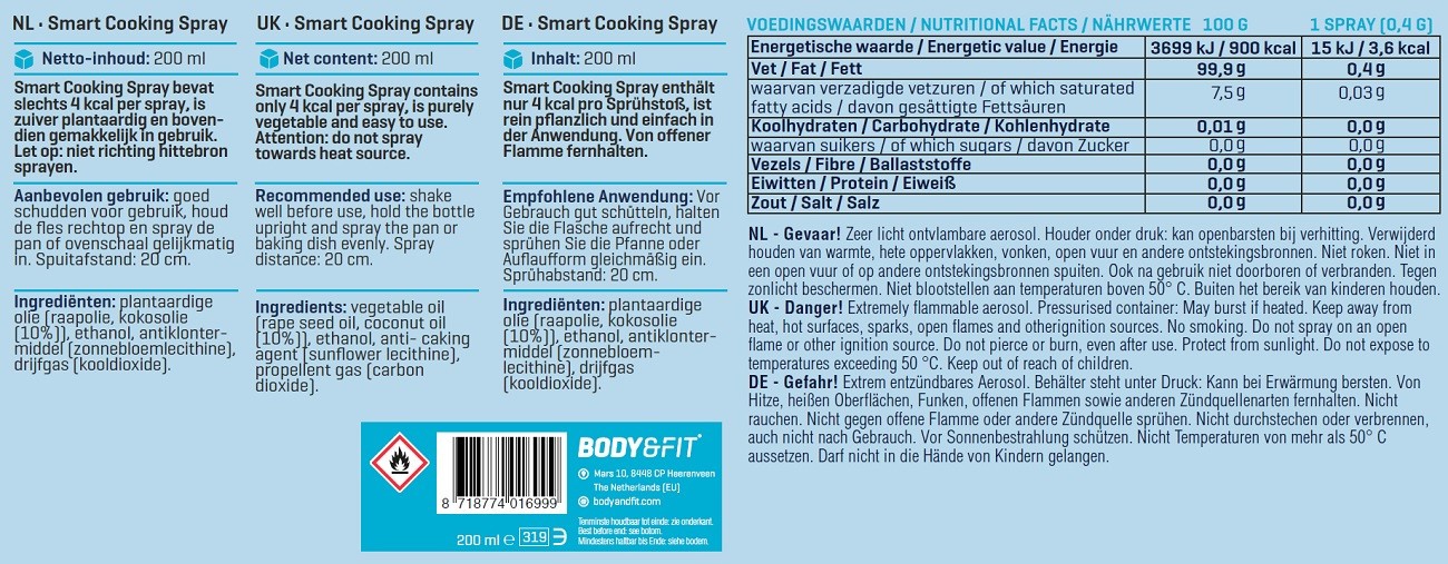 BODY & FIT SMART COOKING COCONUT SPRAY 1 stk  