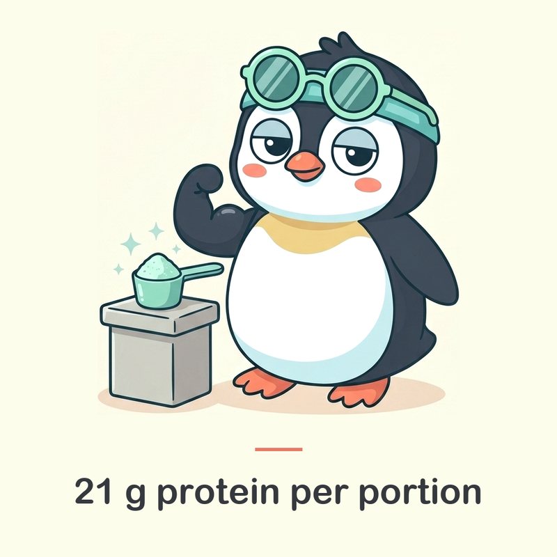 Chill Pingvin Whey Protein 500 g, Arktisk Mint: 21 g protein per portion