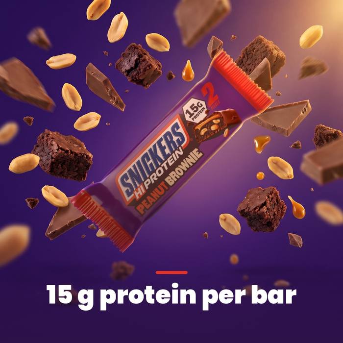 Snickersbar med 31% protein (50 g): 15 g protein per bar