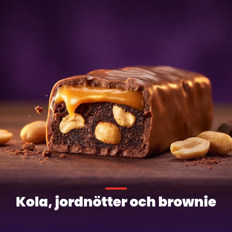 Snickersbar med 31% protein (50 g): kola, jordn&ouml;tter och brownie