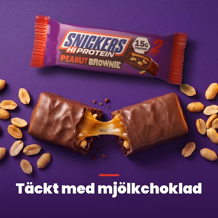 Snickersbar med 31% protein (50 g): t&auml;ckt med mj&ouml;lkchoklad