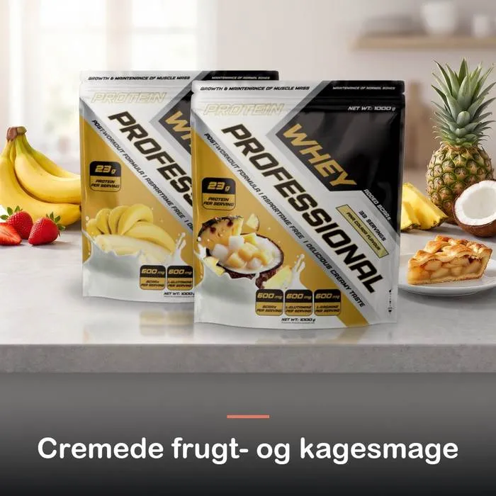 Whey Proteinpulver (1000 g): cremede frugt- og kagesmage