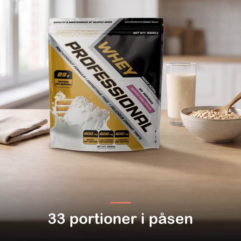 Whey Proteinpulver (1000 g): 33 portioner i påsen