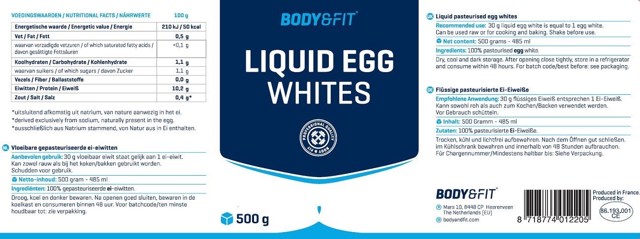 BODY & FIT LIQUID EGG WHITES 485 ml 