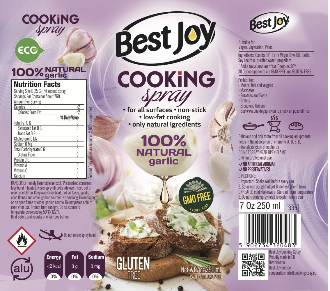 BEST JOY COOKING SPRAY 100 % GARLIC 250 ml 