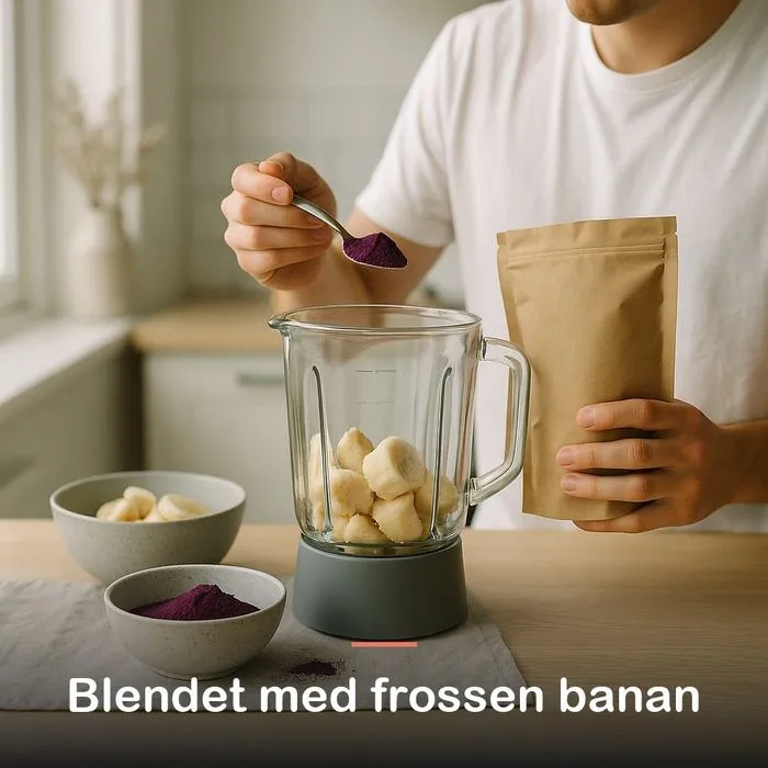 Acai pulver, &oslash;kologisk (100 g): blendet med frossen banan