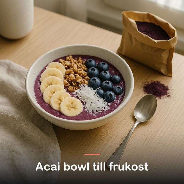 Acaipulver, ekologiskt (100 g): acai bowl till frukost