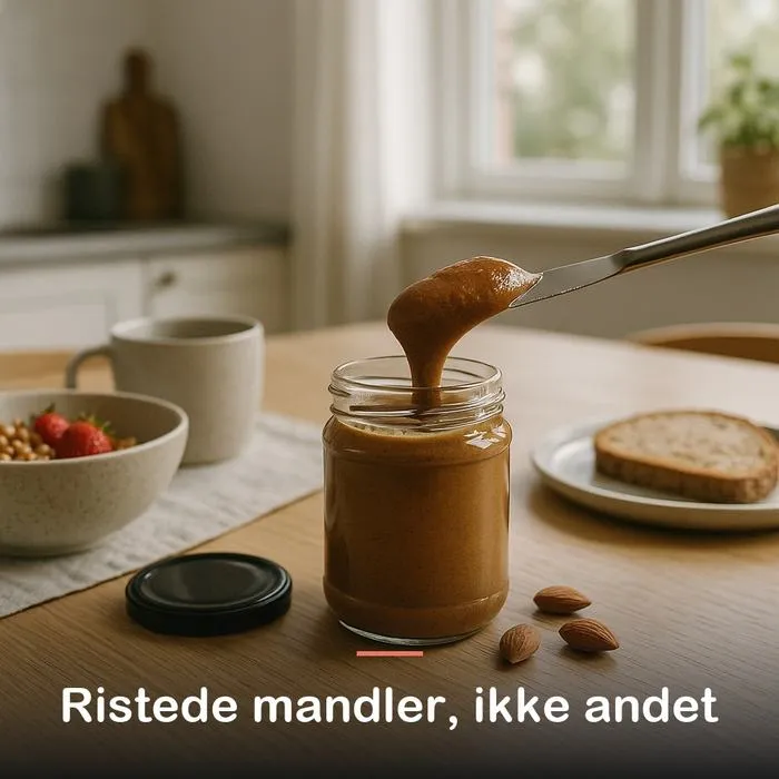 Mandelsm&oslash;r, &oslash;kologisk (340 g): ristede mandler, ikke andet