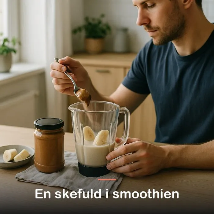 Mandelsm&oslash;r, &oslash;kologisk (340 g): en skefuld i smoothien
