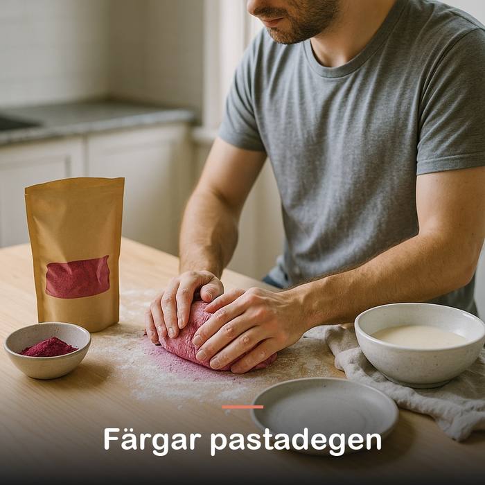 Rödbetspulver, ekologiskt (200 g): färgar pastadegen