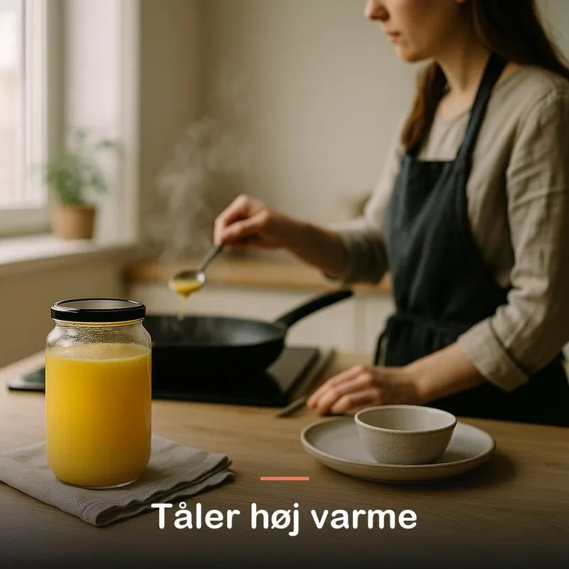 Ghee, klaret sm&oslash;r (1000 ml): t&aring;ler h&oslash;j varme