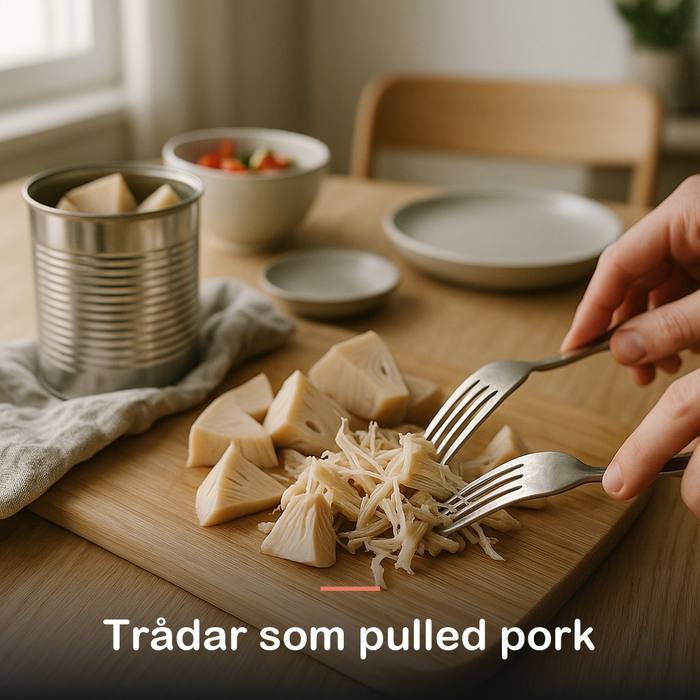 Ung jackfrukt i saltlake, ekologisk (400 g): trådar som pulled pork