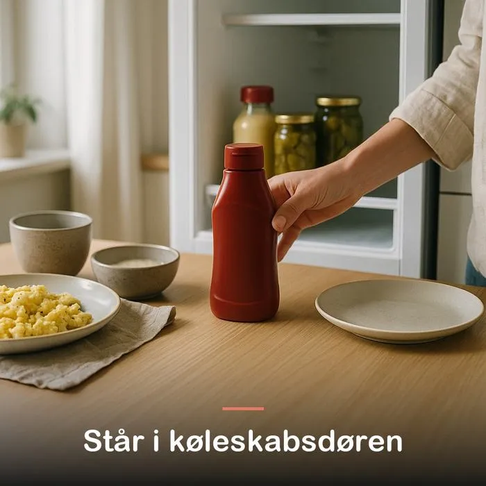 Zero ketchup, uden sukker (320 ml): st&aring;r i k&oslash;leskabsd&oslash;ren