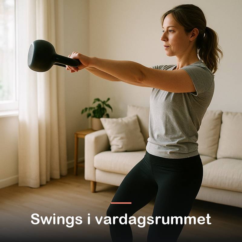 Kettlebell, 12 kg: swings i vardagsrummet