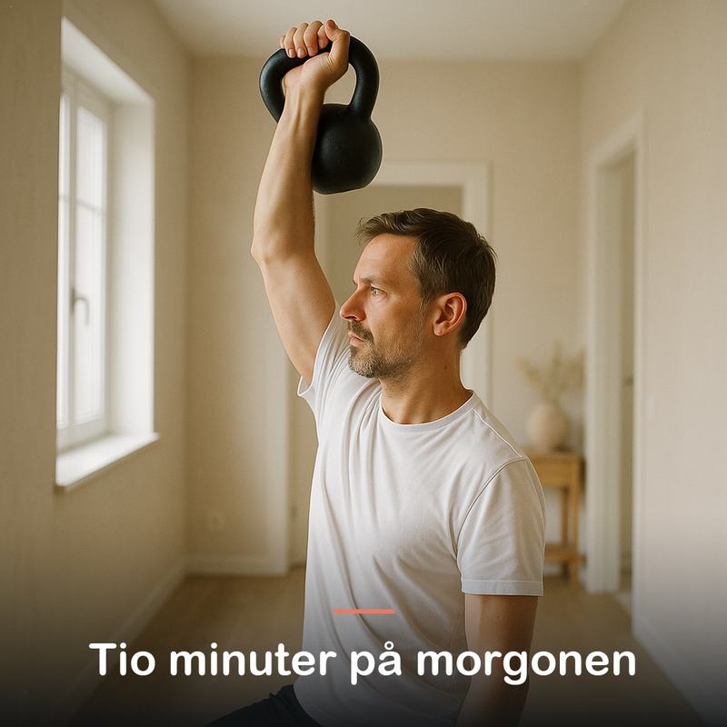 Kettlebell, 12 kg: tio minuter p&aring; morgonen