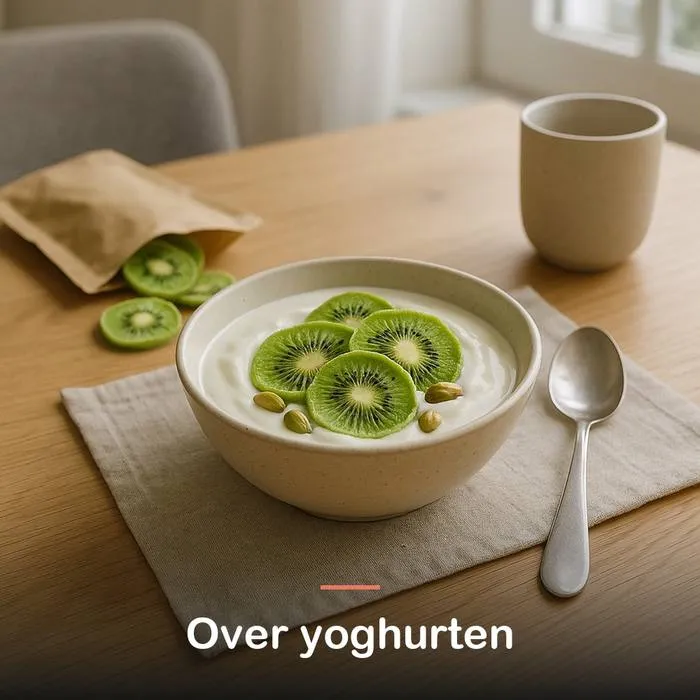 Fryset&oslash;rret kiwi (100 g): over yoghurten