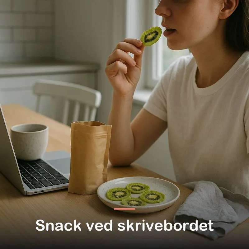 Fryset&oslash;rret kiwi (100 g): snack ved skrivebordet