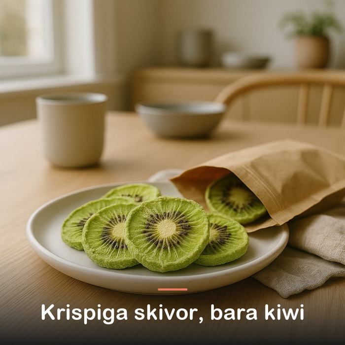 Frystorkad kiwi (100 g): krispiga skivor, bara kiwi