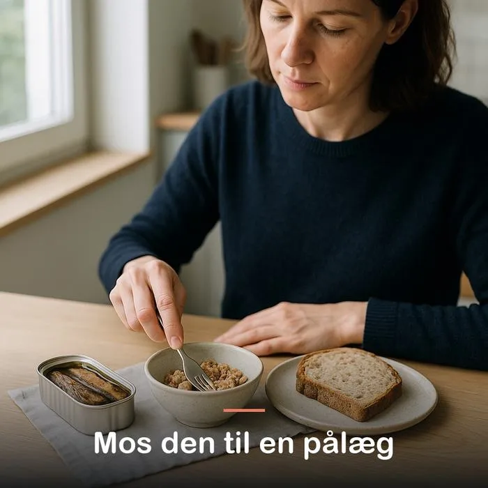 Makrelfilet i olivenolie (170 g): mos den til en p&aring;l&aelig;g