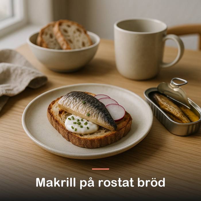 Makrillfilé i olivolja (170 g): makrill på rostat bröd