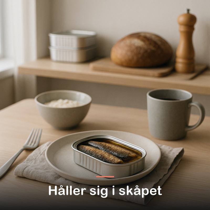 Makrillfilé i olivolja (170 g): håller sig i skåpet