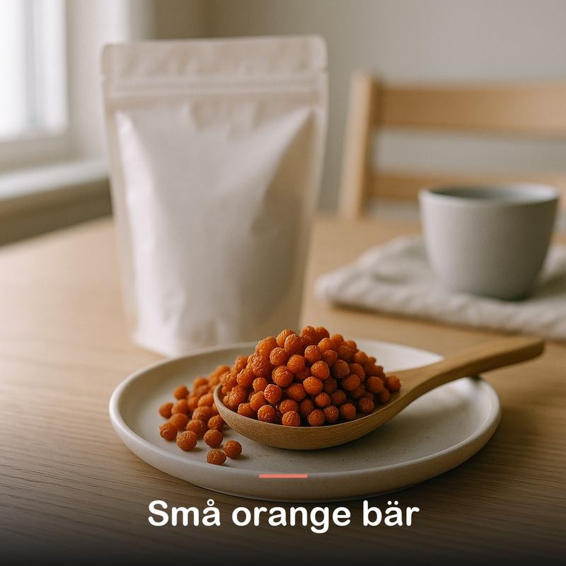Torkade havtornsbär (200 g): små orange bär