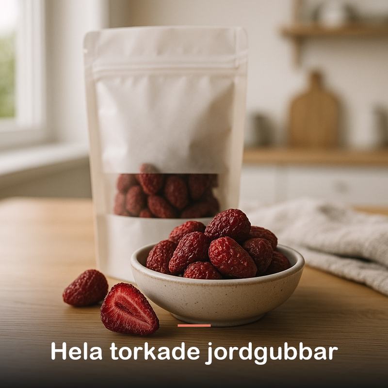 Torkade jordgubbar (200 g): hela torkade jordgubbar