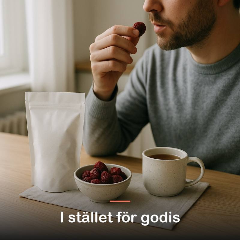 Torkade jordgubbar (200 g): i stället för godis