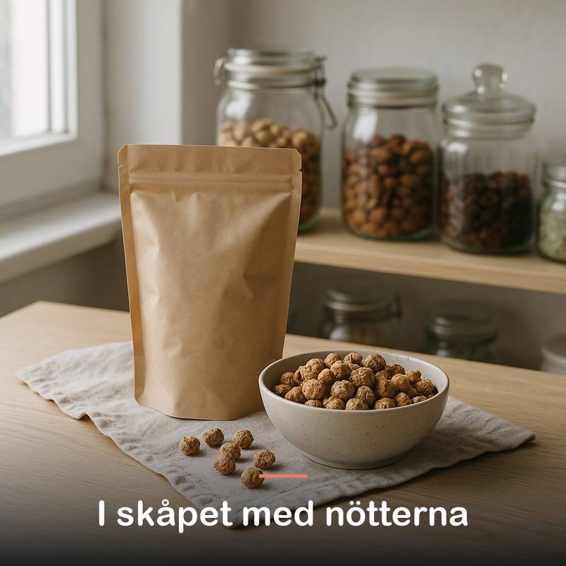 Jordmandlar (500 g): i skåpet med nötterna