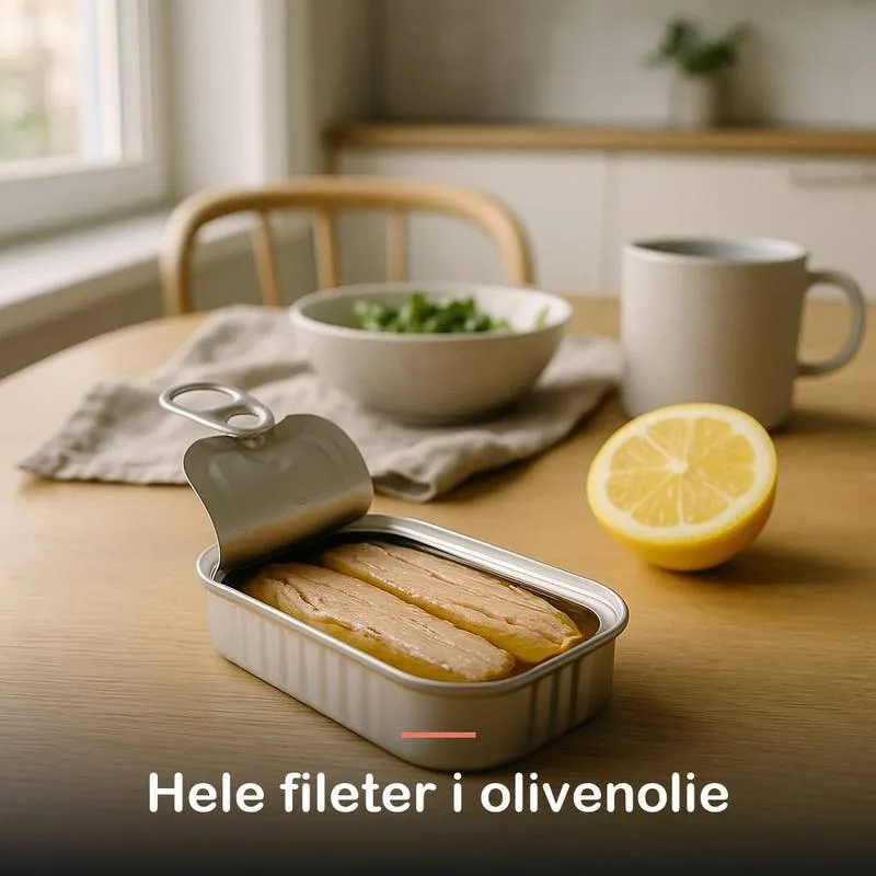 Tun i olivenolie med appelsin og kanel (120 g): hele fileter i olivenolie