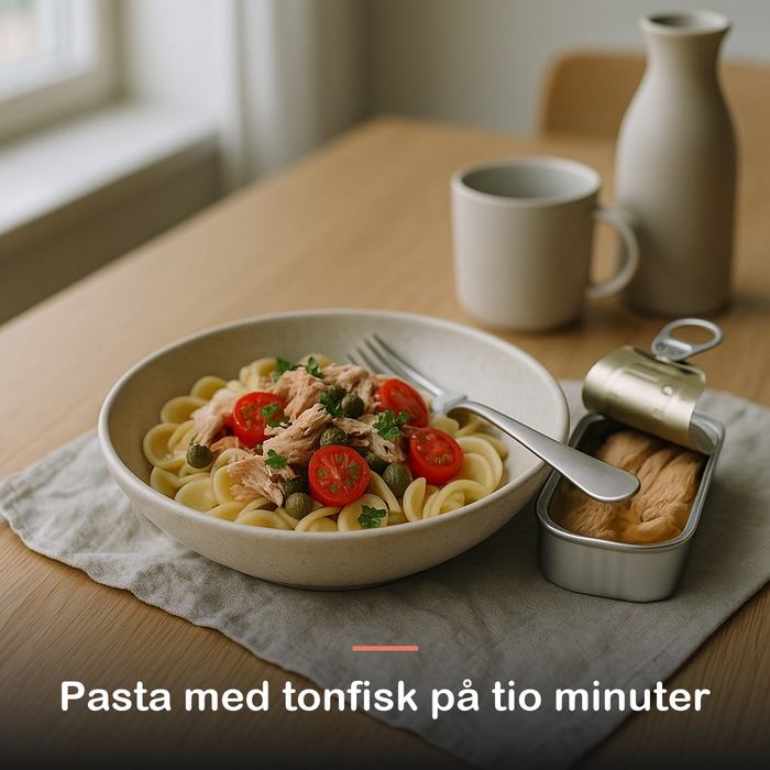 Tonfiskfilé i olivolja (110 g): pasta med tonfisk på tio minuter