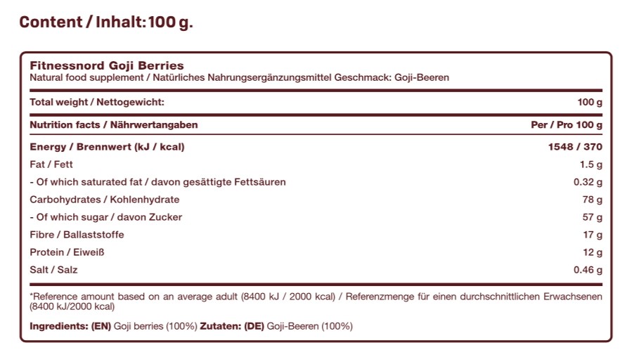 FITNESSNORD NATURALS GOJI BERRIES 100 g 