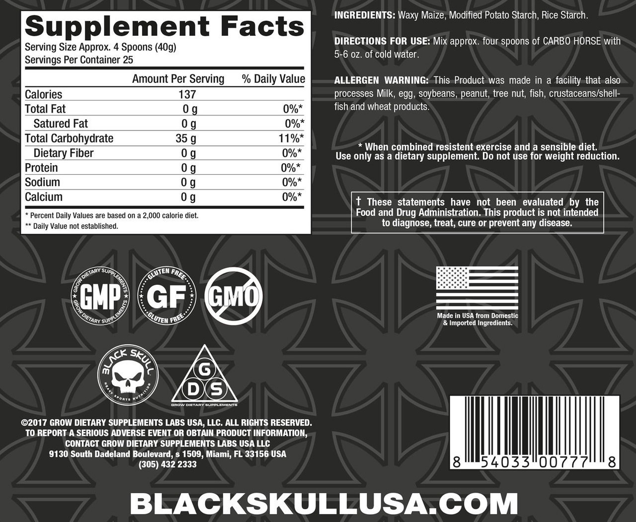 BLACK SKULL CARBO HORSE 1000 g 