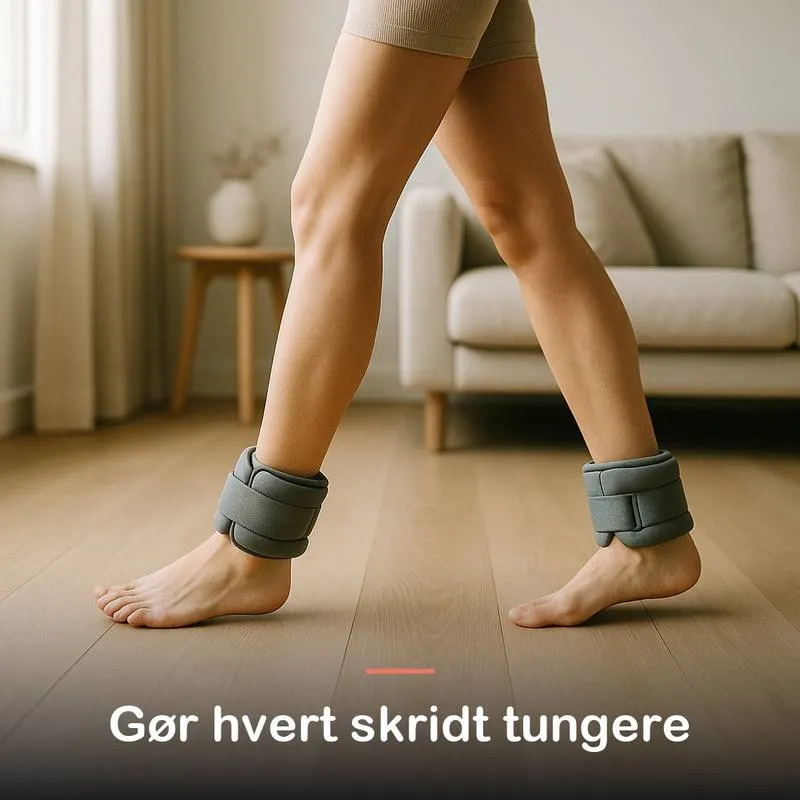 Vægtmanchetter spændt om begge ankler under en gåtur