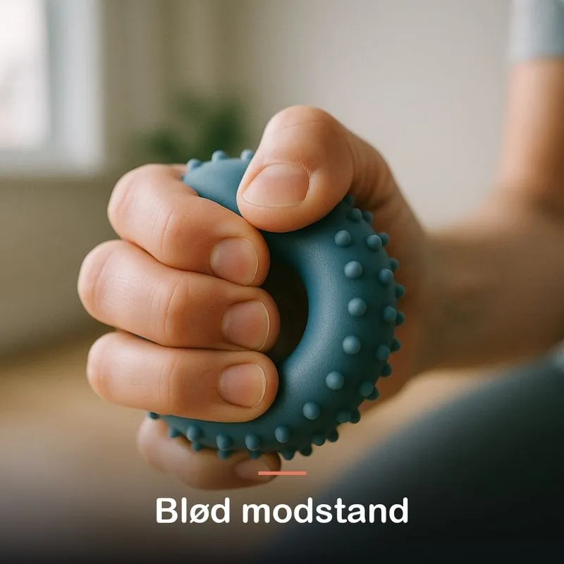 Meget t&aelig;t billede af fingre, der trykker ind i ringens nopper