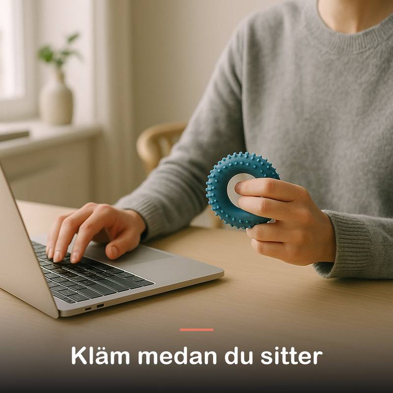Man klämmer massageringen sittande i en fåtölj