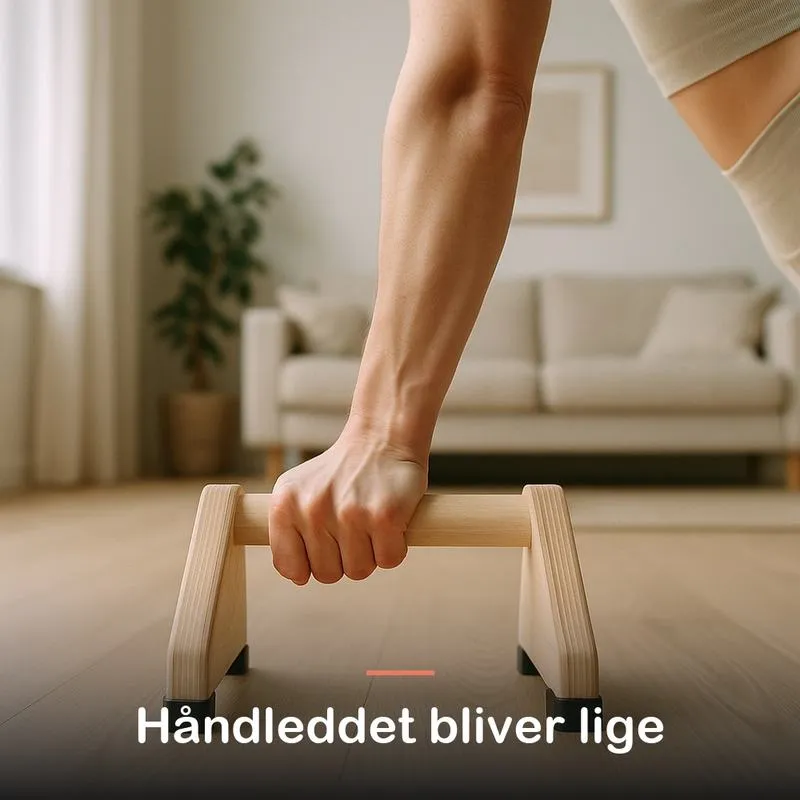 N&aelig;rbillede af en h&aring;nd om et tr&aelig;greb med h&aring;ndleddet holdt lige