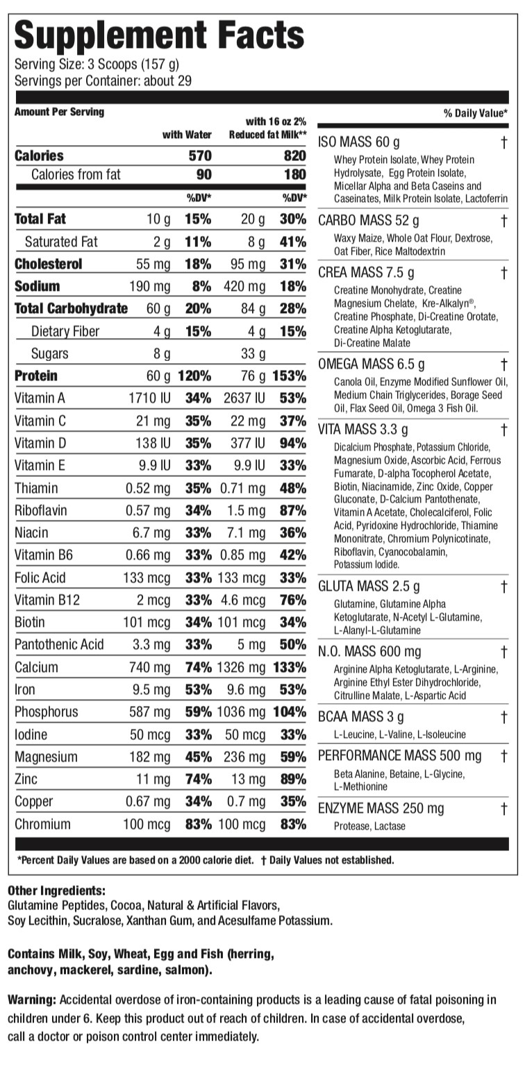 ULTIMATE NUTRITION ISO MASS XTREME GAINER 4535 g 