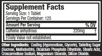 MUSCLETECH PLATINUM 100% CAFFEINE 125 stk 