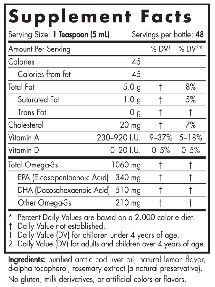NORDIC NATURALS ARTIC COD LIVER OIL 1060 mg 237 ml 