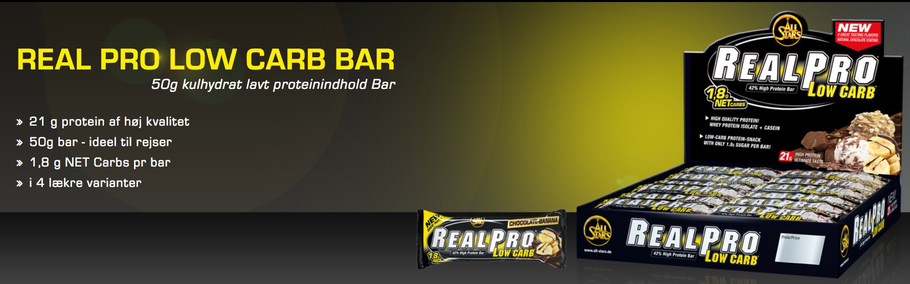 ALL STARS REAL PRO LOW-CARB BAR 24 x 50 g 