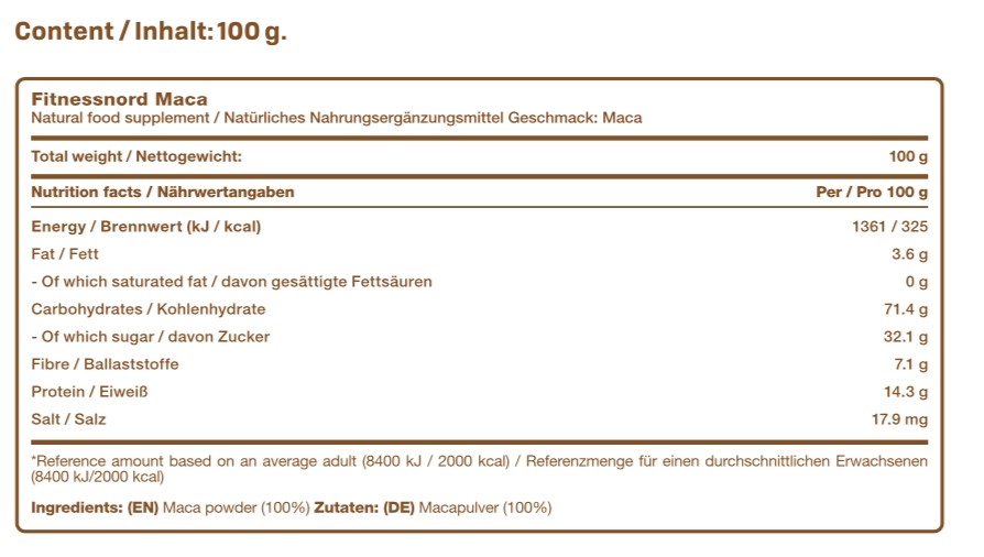 FITNESSNORD NATURALS MACA POWDER 100 g 