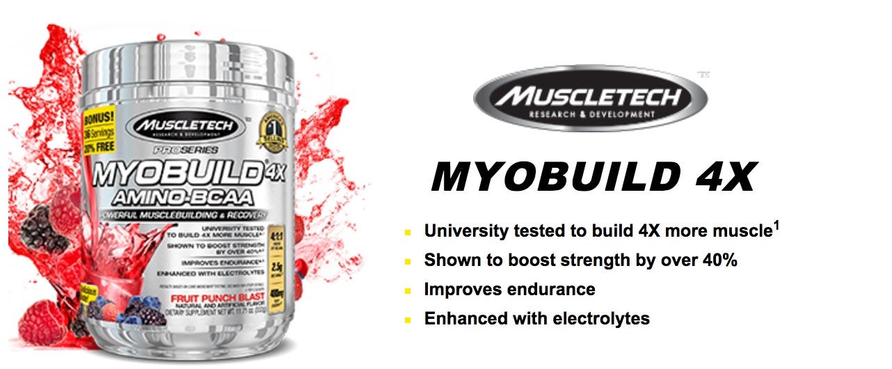 MUSCLETECH MYOBUILD 4X AMINO BCAA 36 portioner 
